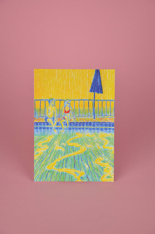 Postkarte Seebad Enge. Sommerkarte Zürich.