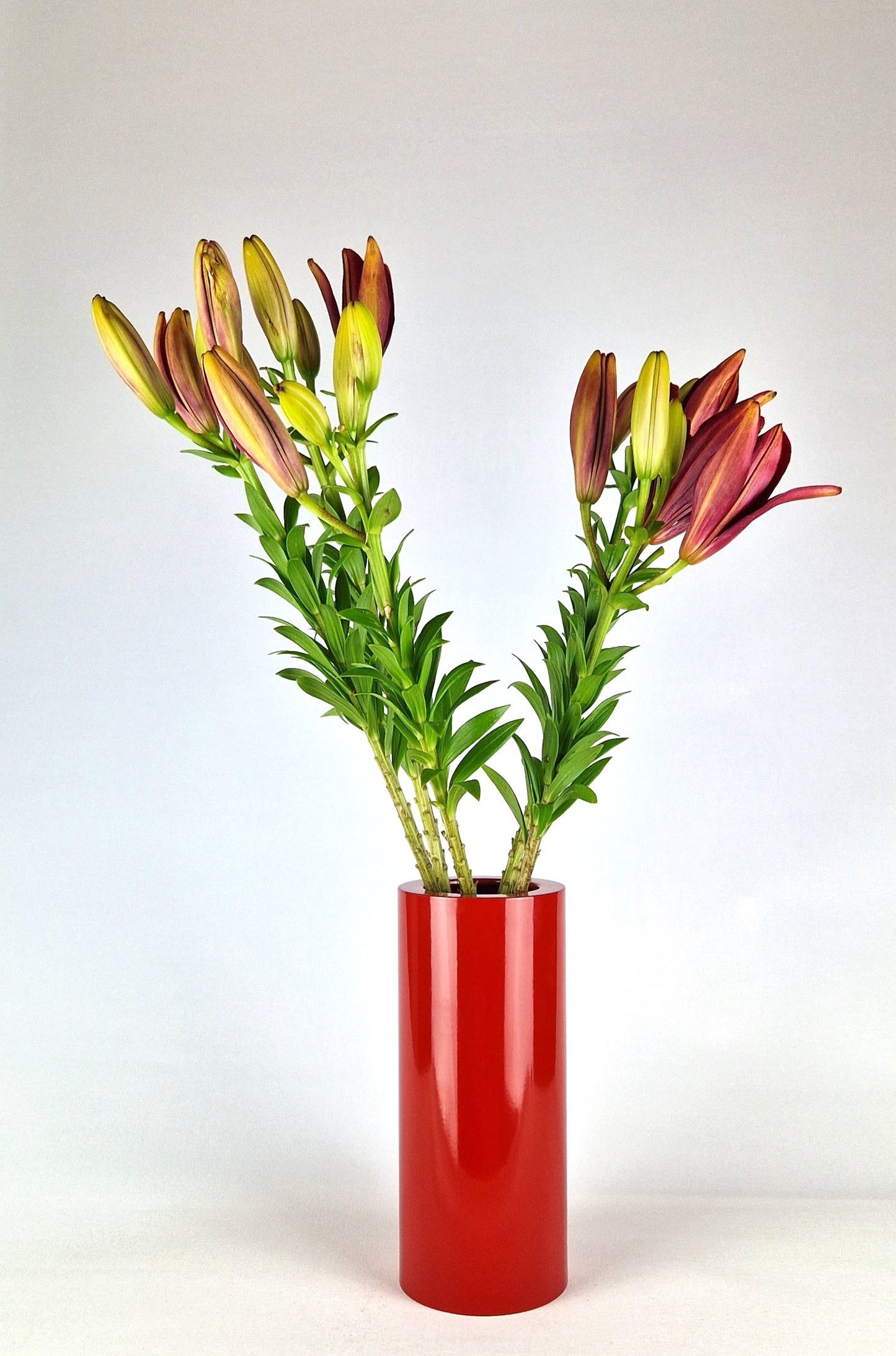 Rote Vase made in Zurich. Dazurelle. Blumen. Floristik.