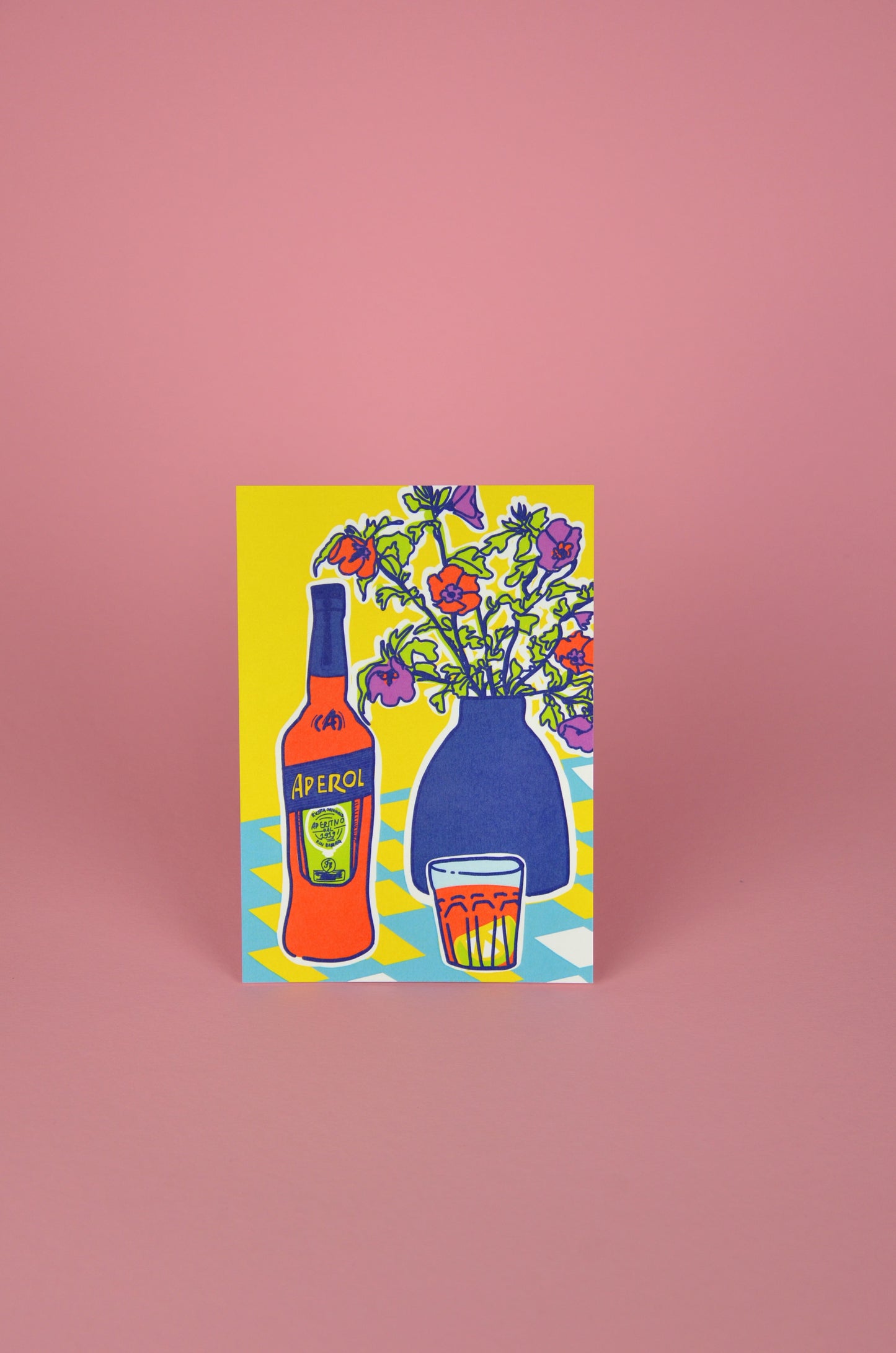 Apéro Karte. Sommerpostkarte. Apérol Spritz Kunstkarte