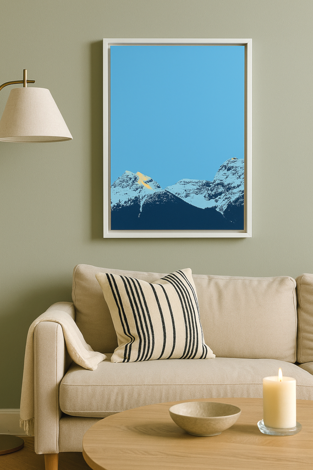 Design-Wandbild mit alpinem Sujet – langlebige Materialien, klare Farbflächen