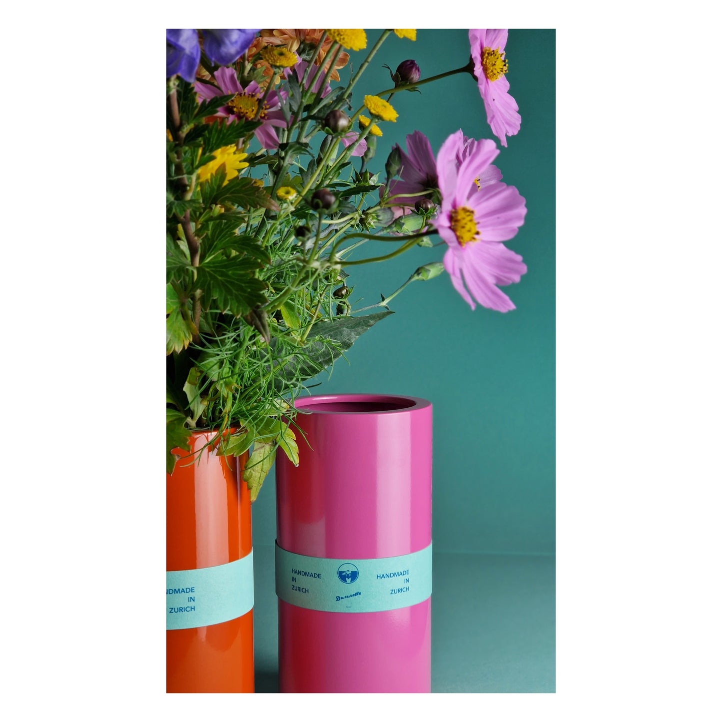 Pinke Vase. Bunte Blumenvasen.