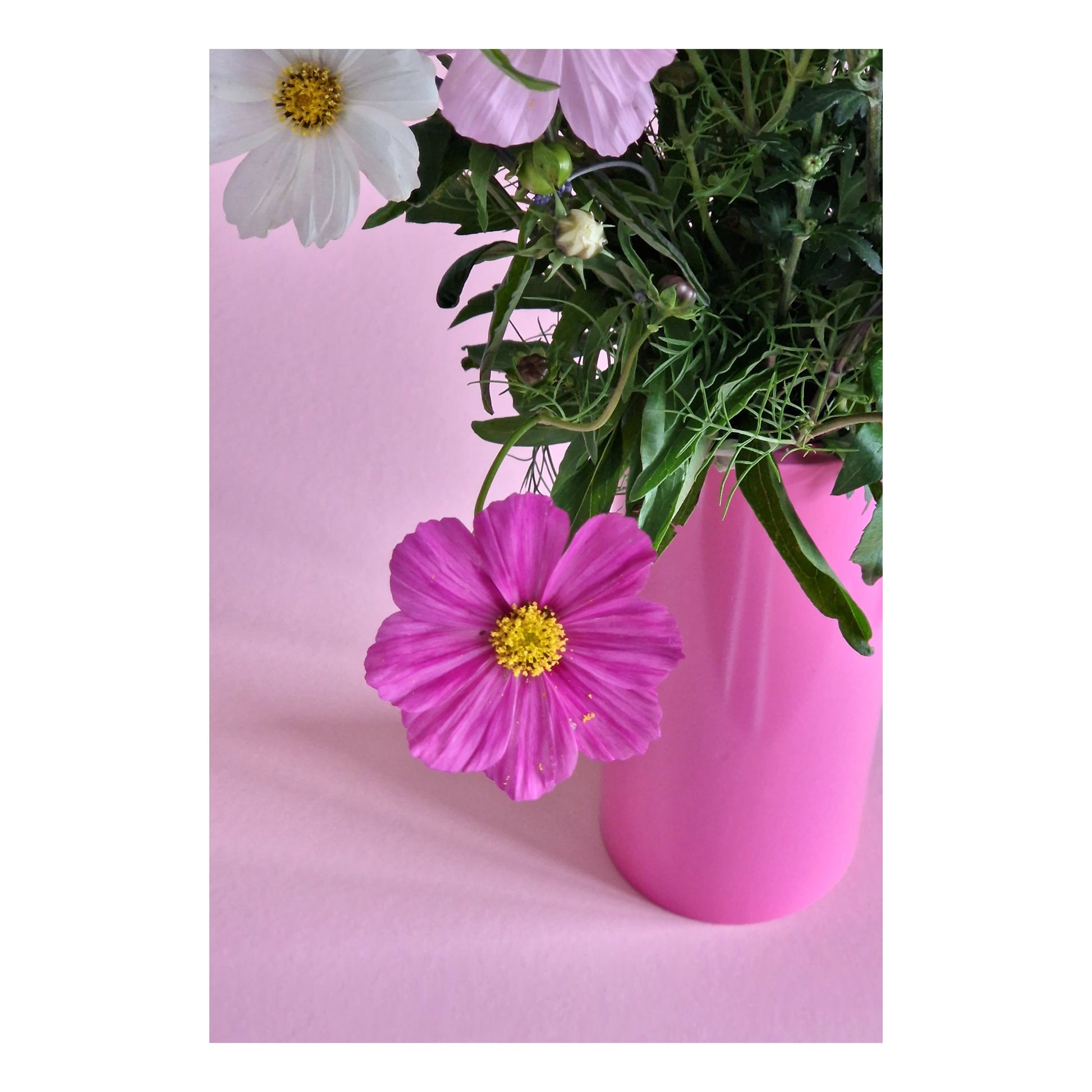 Pinke Blumenvase made in Zurich. Dazurelle. Blumen. Floristik.