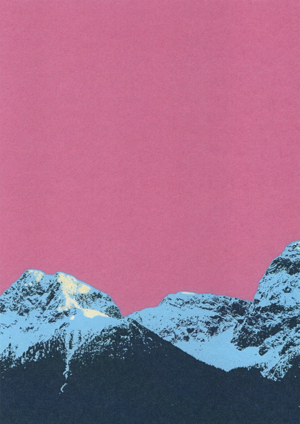 Postkarte Pink Engadin mit grafischem Alpenmotiv in Rosa