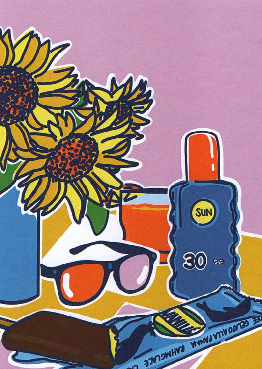 Postkarte Summer Time mit sommerlichem Zürich-Motiv