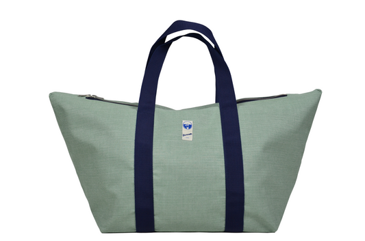 Reisetasche Blau Grün geribbelt