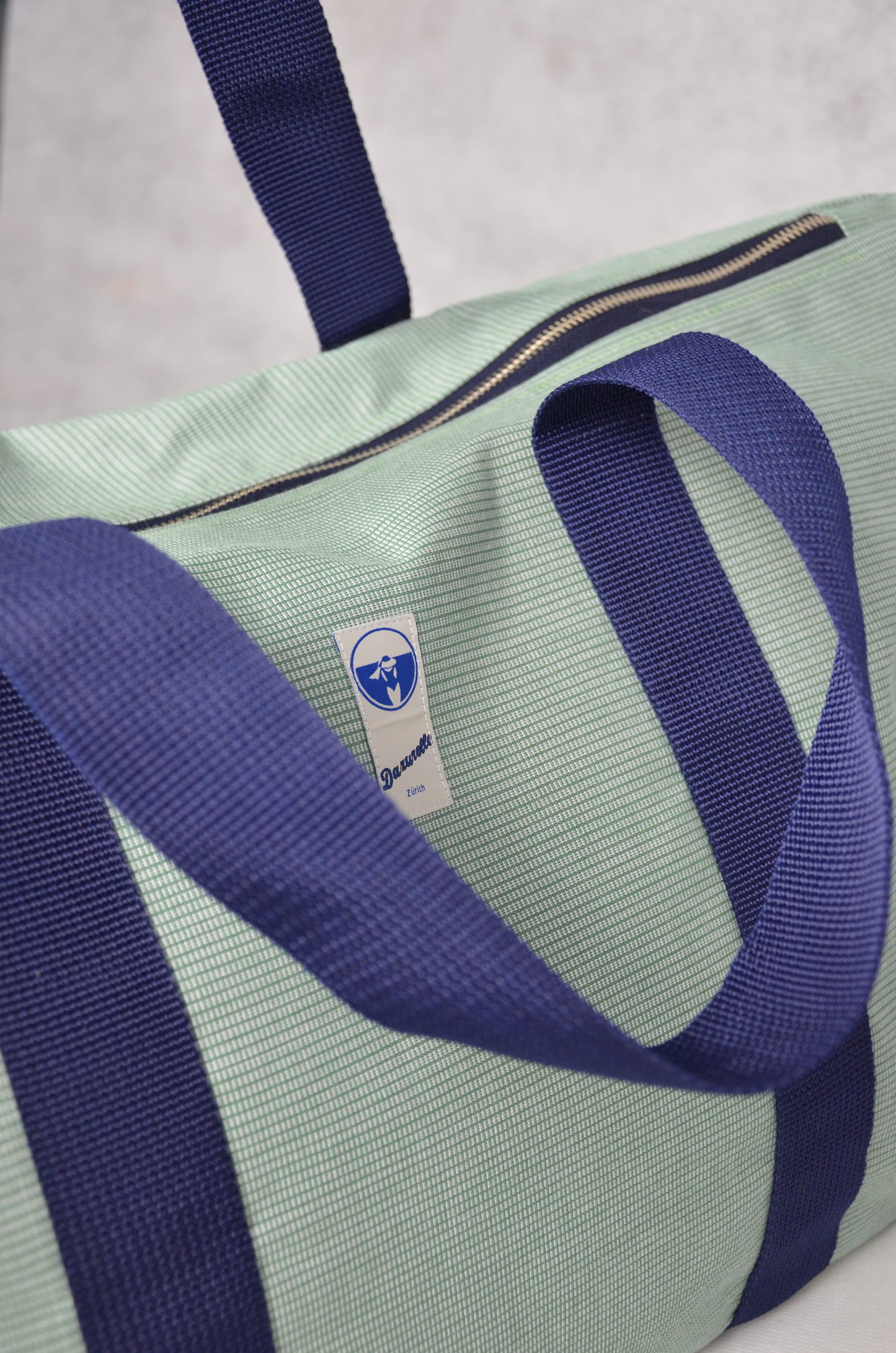 Reisetasche Blau Grün geribbelt